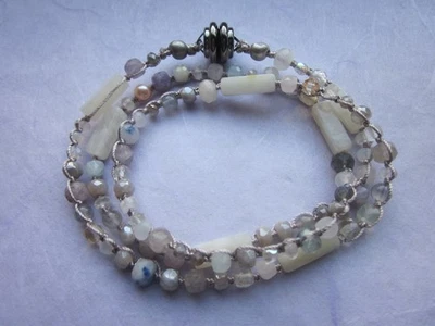 Gemstone Wrap Bracelet Necklace Magnetic Peasant Princess Pearl Moonstone Topaz - Image 1 of 4