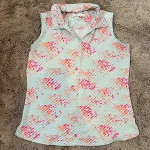 Camisa polo deportiva sin mangas de golf Pebble Beach azul claro rosa L - Imagen 1 de 8