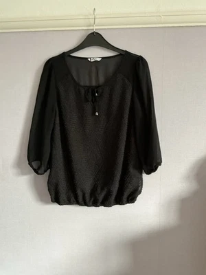BHS black Blouse/top Size 10 Petite In A Good Condition - Image 1 of 2