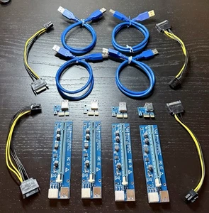 QTY:4 | PCI-E 1x to 16x Powered USB 3.0 Crypto Mining GPU Riser Extender Adapter - Bild 1 von 1