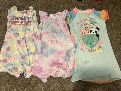 Girl Set Lot of  3 Nightgown Pajamas Sleepshirt Nightshirt See Photos Size 7/8 - Image 1 of 4