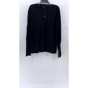 Camisa Henley John Varvatos Star EE. UU. Para Hombre Negra Lujo Manga Larga Talla L - Imagen 1 de 10