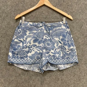 Rachel Zoe Womens Shorts Size Small Blue White Floral Cotton Elastic Waist 48602 - Picture 1 of 8