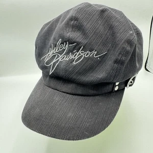 Harley Davidson Cap Hat Womens Embroidered Cabbie Cadet Newsboy Black Gray LARGE - Picture 1 of 9