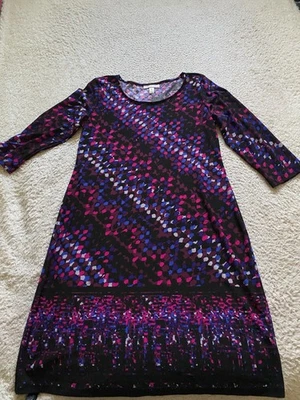 Vestido Dana Buchman Mujer Geométrico Manga 3/4 Hasta la Rodilla Multicolor Talla M Foto 1 de 4