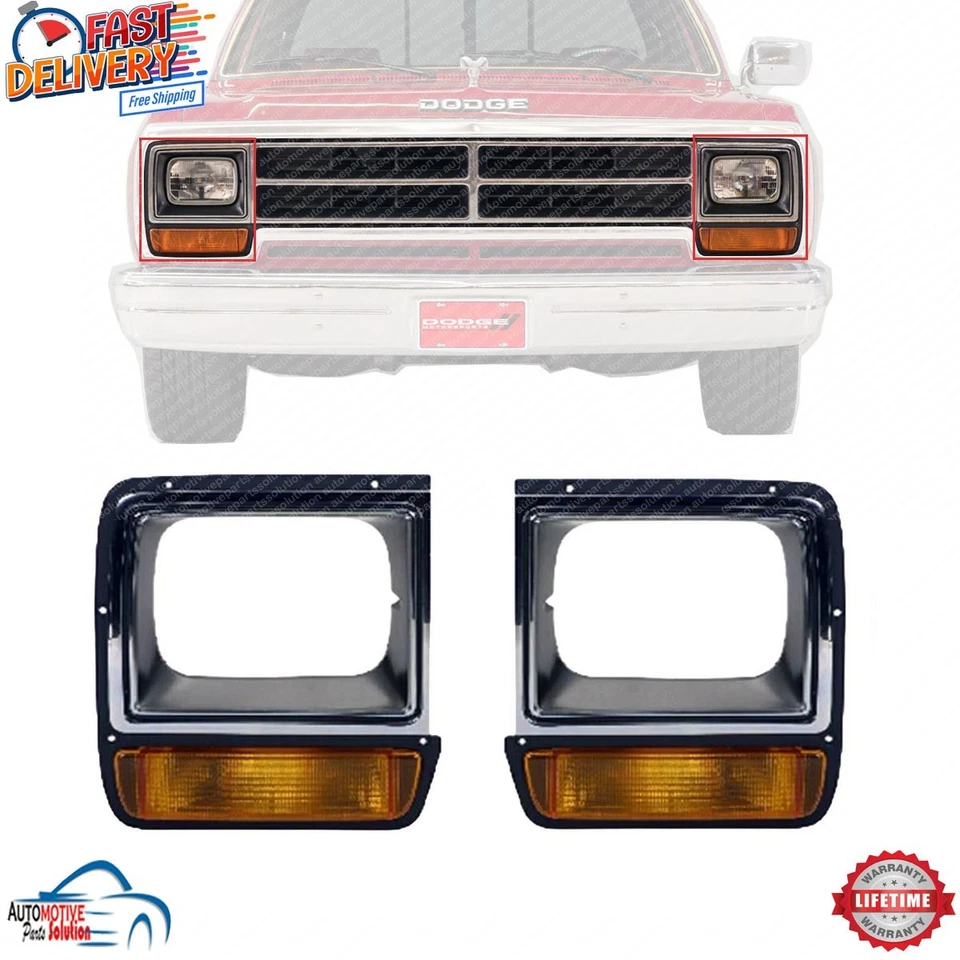 NEW FRONT HEADLAMP DOOR / BEZEL LEFT RIGHT FOR 1986-1990 DODGE RAMCHARGER D150 - Image 1 of 4