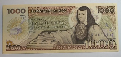 未流通墨西哥钞票 1000 比索挑选 85。 — 第 1/2 张图片