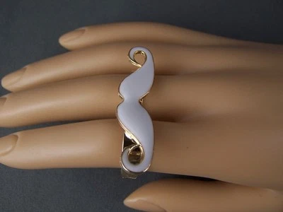 金色 白色胡子 双 2 双指鸡尾酒戒指 胡子手柄 酒吧 — 第 1/4 张图片