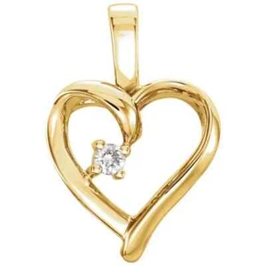Colgante de corazón de diamante natural de 0,02 quilates en oro amarillo de 14 K - Imagen 1 de 2