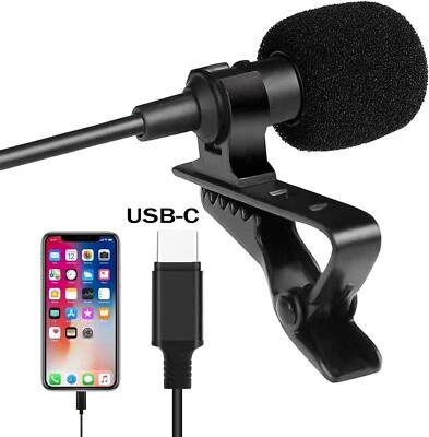 Lavalier Lapel Stereo Clip on Mic Condenser USB-C Microphone For Android, iPhone - Image 1 of 4