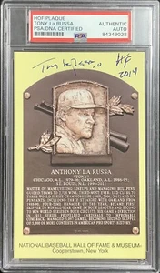 Tony LaRussa Signed Gold HOF Plaque Postcard Yellow Auto HOF 2014 Insc PSA/DNA - Picture 1 of 2