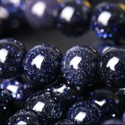 Pulseira elástica de arenito azul natural 10 mm pedra preciosa - Imagem 1 de 4