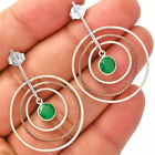Two Tone Dangle - Natural Green Onyx 925 Sterling Silver Earrings Jewelry E-1244