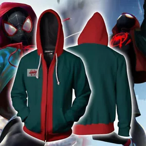Spiderman Into the Spider Verse Miles Morales Hooded Jacket Costume Adult Kids - Picture 1 of 14