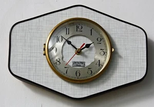 NEW 29cm Grey Wall Clock - Retro Formica Mid Century Style Vintage French Gift - Picture 1 of 3