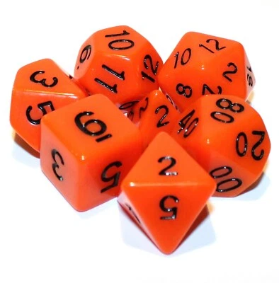 7 Piece Opaque Polyhedral Dice Set w/ Bag – Orange - Image 1 of 2