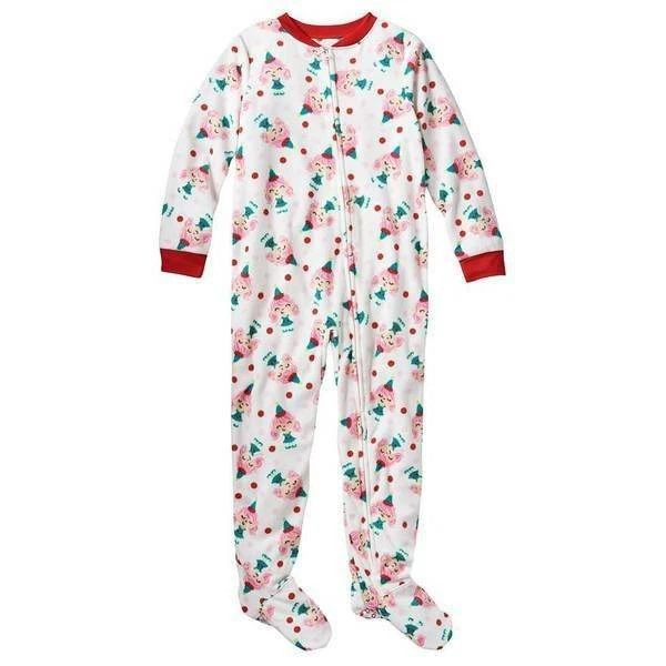 Pijama para niñas Navidad jumpolines niña elfo blanco 1 pieza patas polar talla 4 Foto 1 de 4