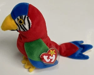 NEU *SELTEN* 1997 TY Beanie Babys Jabber Papagei Ara Vogel neu mit Etikett *2 Etikett FEHLER* - Bild 1 von 5