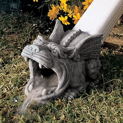 Gargoyle Downspout Cover Extension Statue Garden Rain Gutter Sculpture - Image 1 of 4