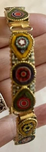 Bracciale maglia mosaico italiano vintage anni '50 - metallo color oro..splendido - Foto 1 di 14