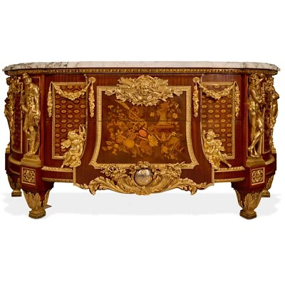 A FRENCH ANTIQUE ORMOLU MOUNTED COMMODE 'SOLDIER' CABINET AFTER JEAN RIESENER - Image 1 of 4