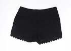 Topshop Womens Black Polyester Hot Pants Shorts Size 10 L4 in Regular Zip - Scal