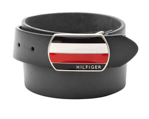 Tommy Hilfiger Men's Classic Plaque Buckle Logo Leather Bridle Belt
