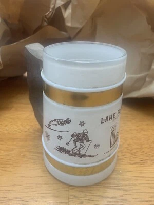 Vtg Lake Placid 1980 Winter Olympics USA Siesta Ware Glass Wood Handle Mug Stein - Image 1 of 4