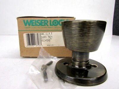 NEW (2) WEISER NAC12-R5 RICHMOND ANTIQUE BRASS DUMMY KNOBS - Image 1 of 4