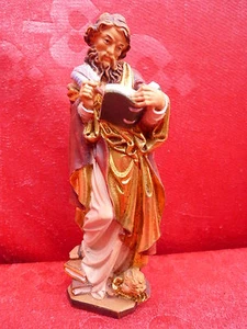 Edle Holzfigur , Heiliger Matthäus , geschnitzt und gefasst , Tirol - Bild 1 von 1
