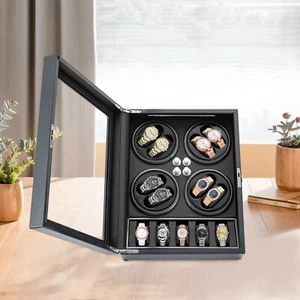 Scatola carica orologi rotazione automatica 8 con 5 orologi display custodia luce LED - Foto 1 di 20
