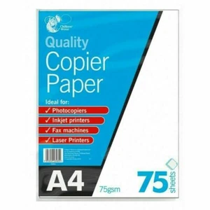 75 Sheets A4 Paper Bright White Printer Copier Office Home Copy Fax 75gsm Laser - Picture 1 of 1