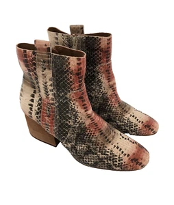 KORKS LELAND Multicolor Snake Embossed Leather Zip Ankle Boots US 8 NEW - Picture 1 of 12