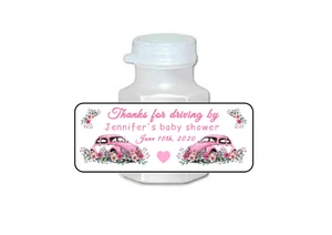 30 drive by baby shower, drive through, mini bubble labels stickers personalized - Picture 1 of 2