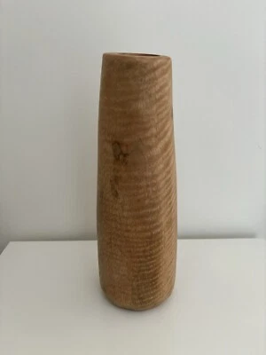 "Florero West Elm Madera Natural Inclinado Pesado Cónico 11.5"" Boho Chic Usado en Excelente Condición" Foto 1 de 4