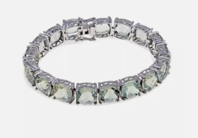 Colleen Lopez 18"  Sterling Silver 63.0 Carat Green Amethyst/Prasiolite Bracelet - Image 1 of 3