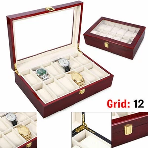 New 12 Grids Leather Watch Display Case Jewelry Collection Storage Holder Box UK - Picture 1 of 4