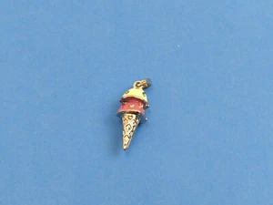 Silberfarbene Emaille Doppellöffel Eistüte Charm 3D - Bild 1 von 7