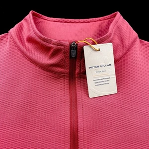 Peter Millar Crown Sport Perth Oval Stitch Quarter Zip Pullover Cape Red Medium - Picture 1 of 7