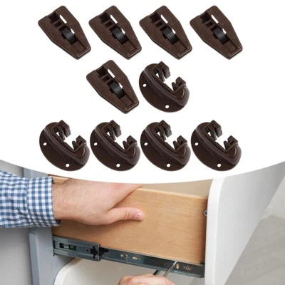 5 Sets Drawer Slides Set Practical Easy Installation Drawer Stop with Roller - Image 1 of 4