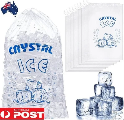 50-200PCS Durable Ice Storage Bag Drawstring Closure Ice Bags For BBQ Camping AU - image 1 of 4