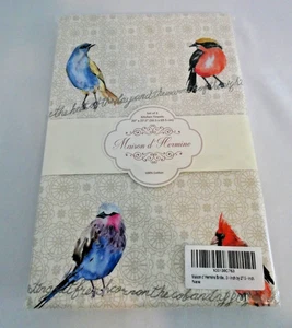 Maison d'Hermine Birdies on Wire Tea Towels Set of 2 Cotton 20" x 27" NEW - Picture 1 of 5