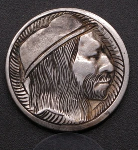Langschnitt - Hutlinienreiter - handgeschnitzt Western - Hobo Nickel Gravur - Bild 1 von 3