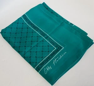 Effy Hemation Scarf Chiffon Teal/Green/Ivory Rectangle Geometric EFFY Bordered - Picture 1 of 5