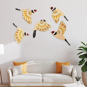 5x Wooden Bird Wall Art Crafts Indoor Living Room Gift Wall Hanging Ornament - Picture 1 of 7