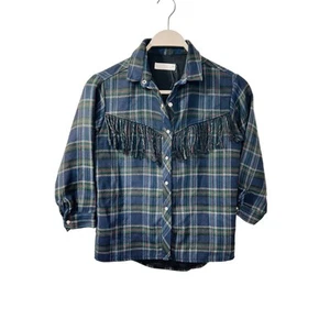 Zara Baby Girl Plaid Flannel Fringe Snap Button Outerwear Jacket Multicolor SZ 9 - Picture 1 of 10
