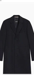 Hugo Boss Men's Black Regular Fit Wool Migor Overcoat Jacket Size 46R NWOT - Picture 1 of 24