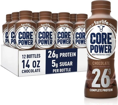 Batido de proteínas Core Power, chocolate, botella de 26 g, 14 oz, paquete de 12 Foto 1 de 4