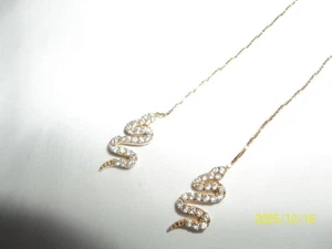 gold 925 threader earrings  snake dangle earrings 1.7grams - Picture 1 of 3