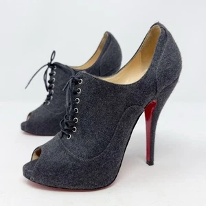 Christian Louboutin Lady Derby Flannel Ankle Boots size 37 - Picture 1 of 10